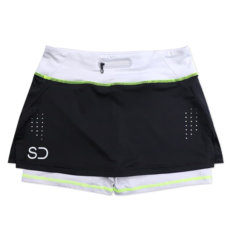 Two-Tone Activewear Running Skort with Built-in Shorts