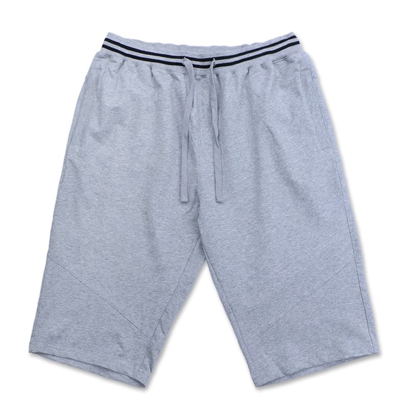 Light Heather Grey Longline Sweatshorts with Striped Waistband