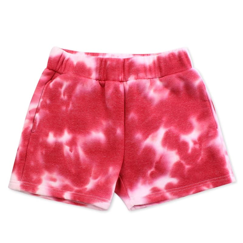 Red and White Tie-Dye Fleece Sweatshorts