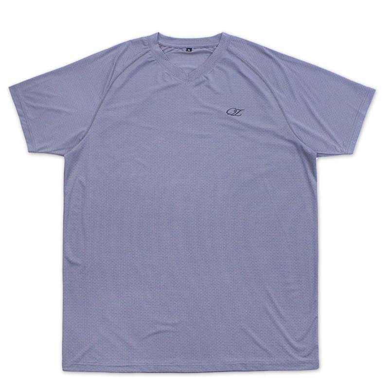 Textured Micro-Stripe Raglan V-Neck Tee