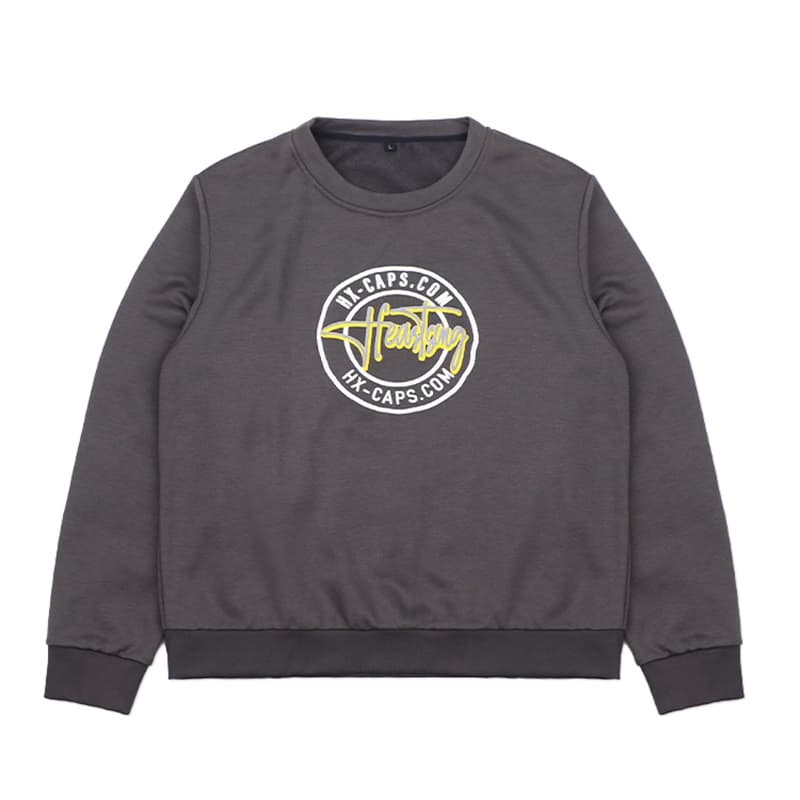 Charcoal Grey Fleece-Lined Graphic Crewneck Sweatshirt